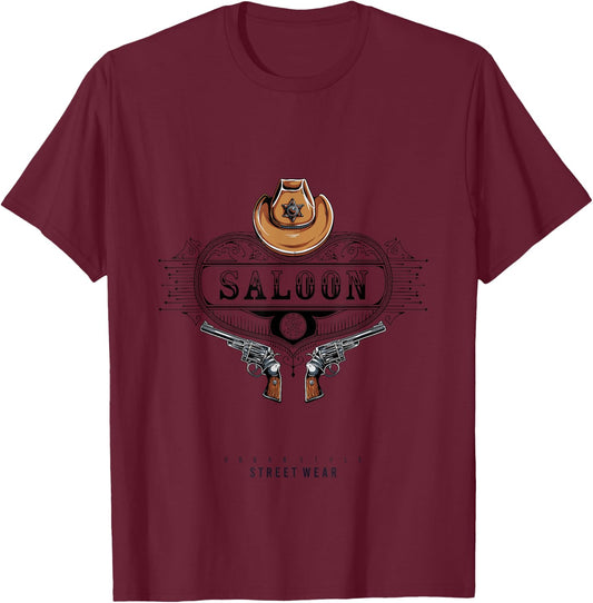 Wild West Saloon: Cowboy-Klassiker T-Shirt - T-Shirt | Maroon