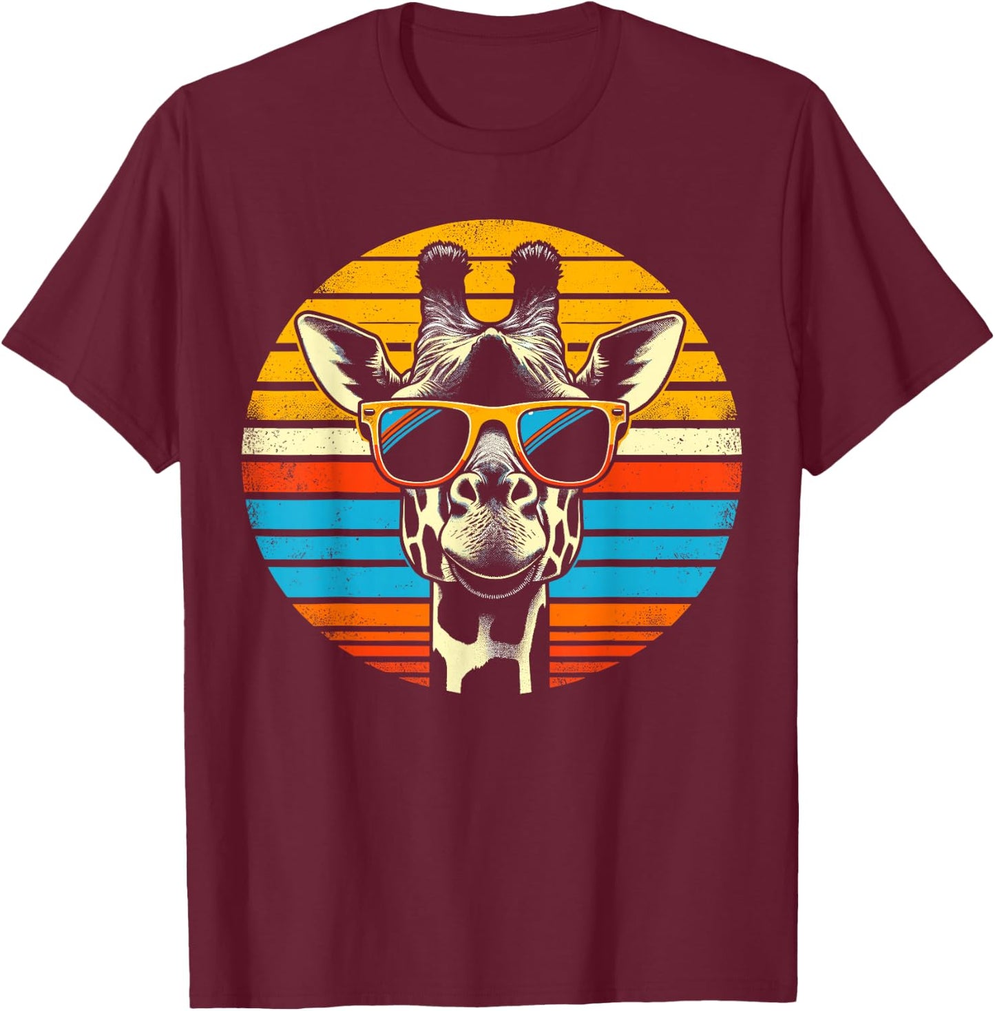 Giraffe Vintage Sunglasses T-Shirt - T-Shirt | Maroon