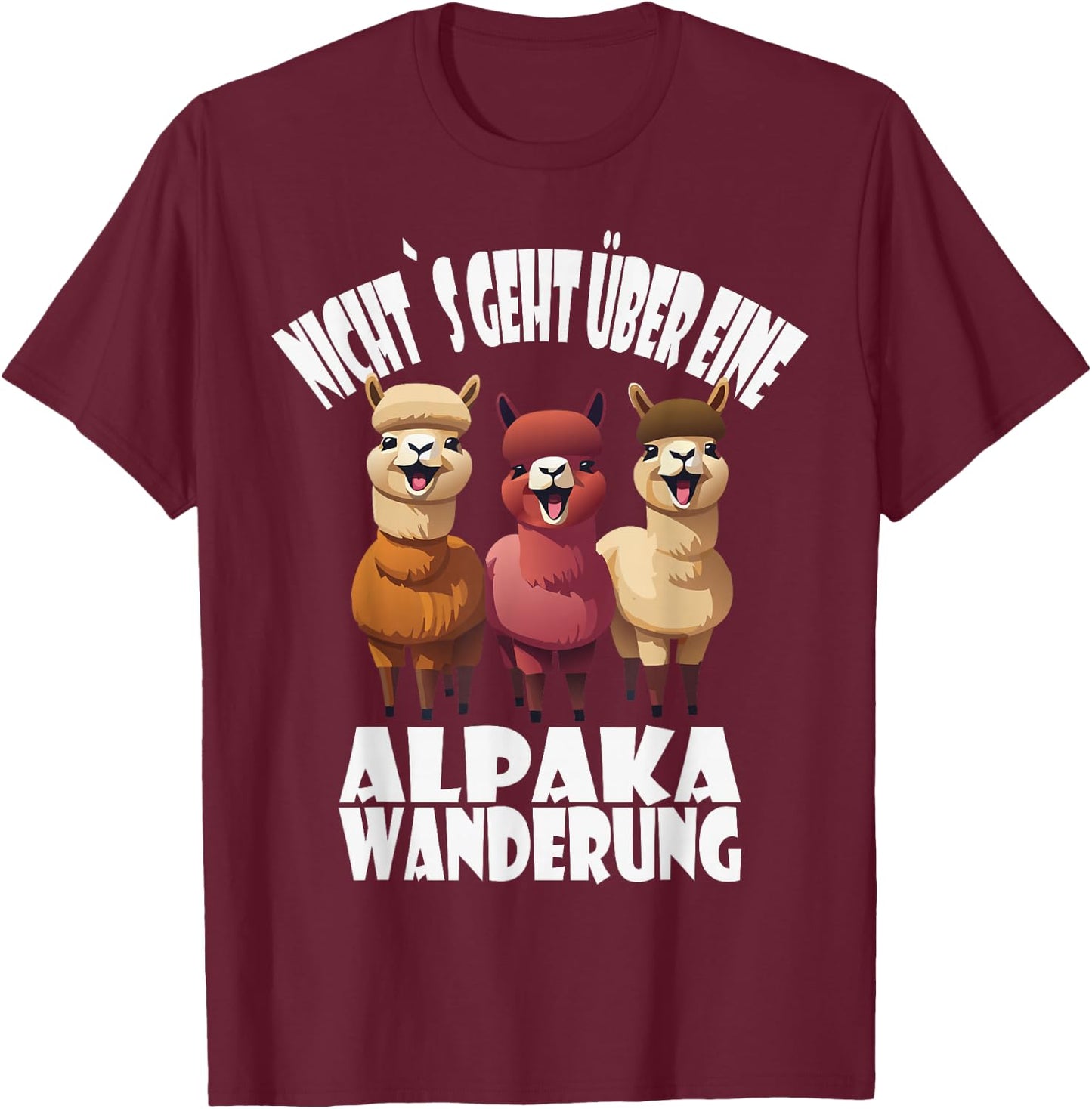 Alpaka Wanderung, lustiges Alpaka und Lama Spruch T-Shirt - T-Shirt | Maroon