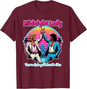 Midnight Lady, Malle Party, Buffalo, 80s Party, Malle Song , black T-Shirt - T-Shirt | Maroon