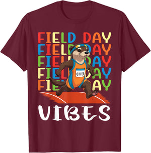Field Day Field Day Field Day Vibes Running Otter Athlete T-Shirt - T-Shirt | Maroon