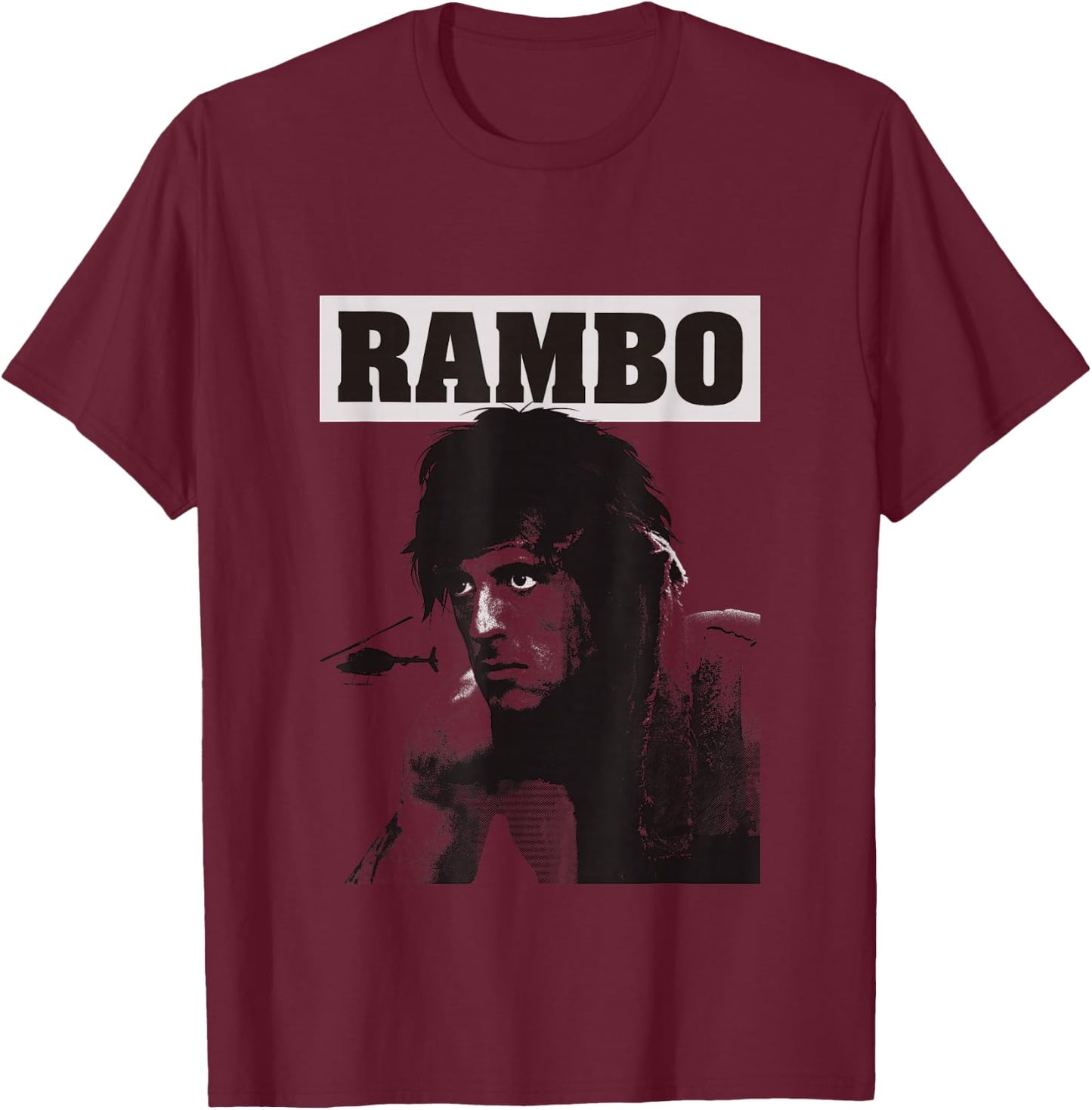 Rambo First Blood Helicopter Poster, Red, S T-Shirt - T-Shirt | Maroon