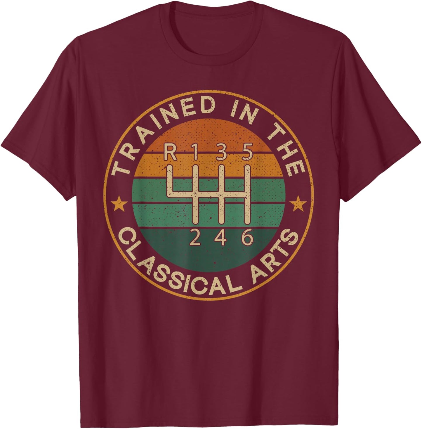 Trained in the Classical Arts Speed Manual Transmission T-Shirt - T-Shirt | Maroon