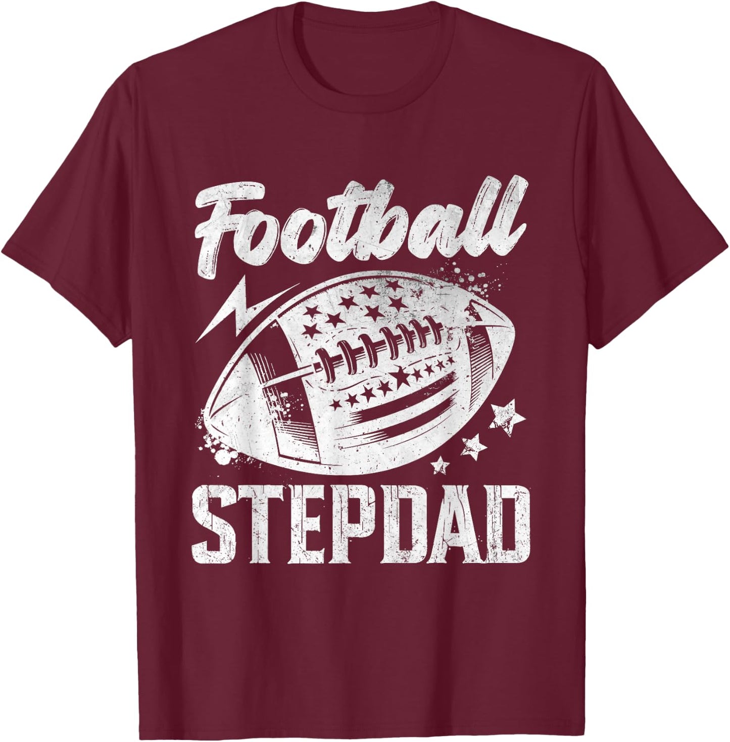 Vintage Football Stepdad Gifts For Father's Day Dad Grandpa T-Shirt - T-Shirt | Maroon