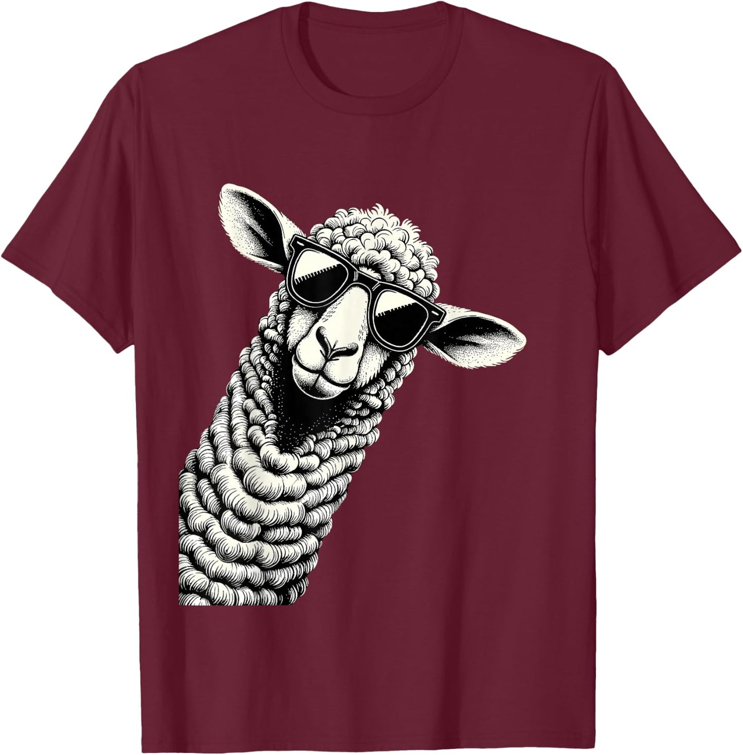 Funny Sheep Wearing Sunglasses for Farmers Sheep Herder T-Shirt - T-Shirt | Maroon