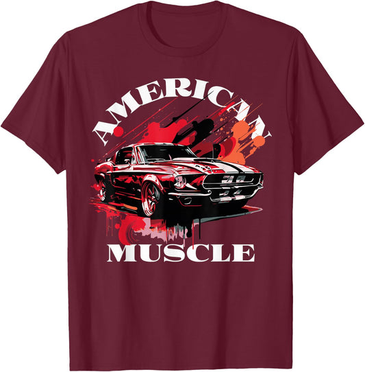 Klassisches amerikanisches Muscle-Car T-Shirt - T-Shirt | Maroon