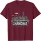 Retro Souvenir Shanghai Landscape , Black, S T-Shirt - T-Shirt | Maroon