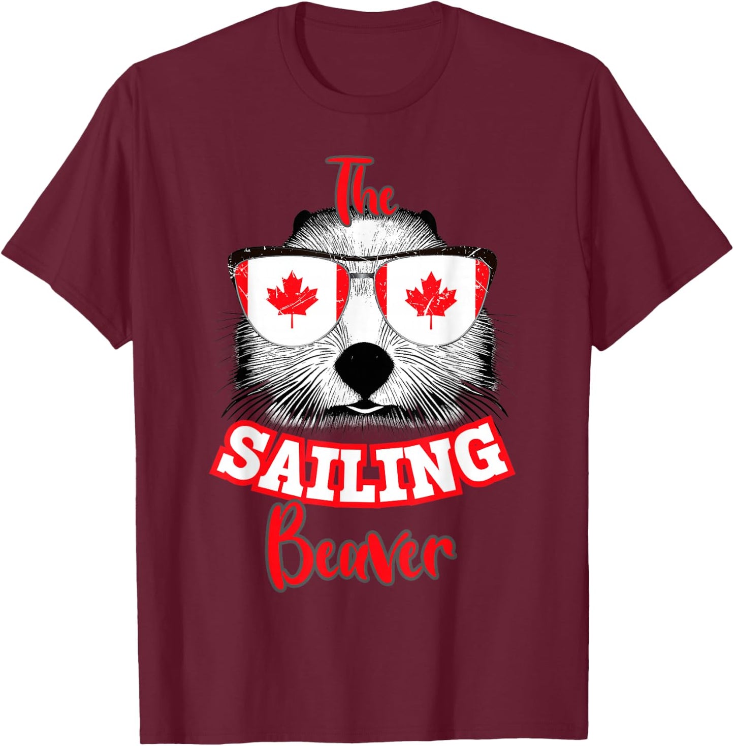 Canadian Flag 1st of July The Sailing Beaver Canada Day T-Shirt - T-Shirt | Maroon
