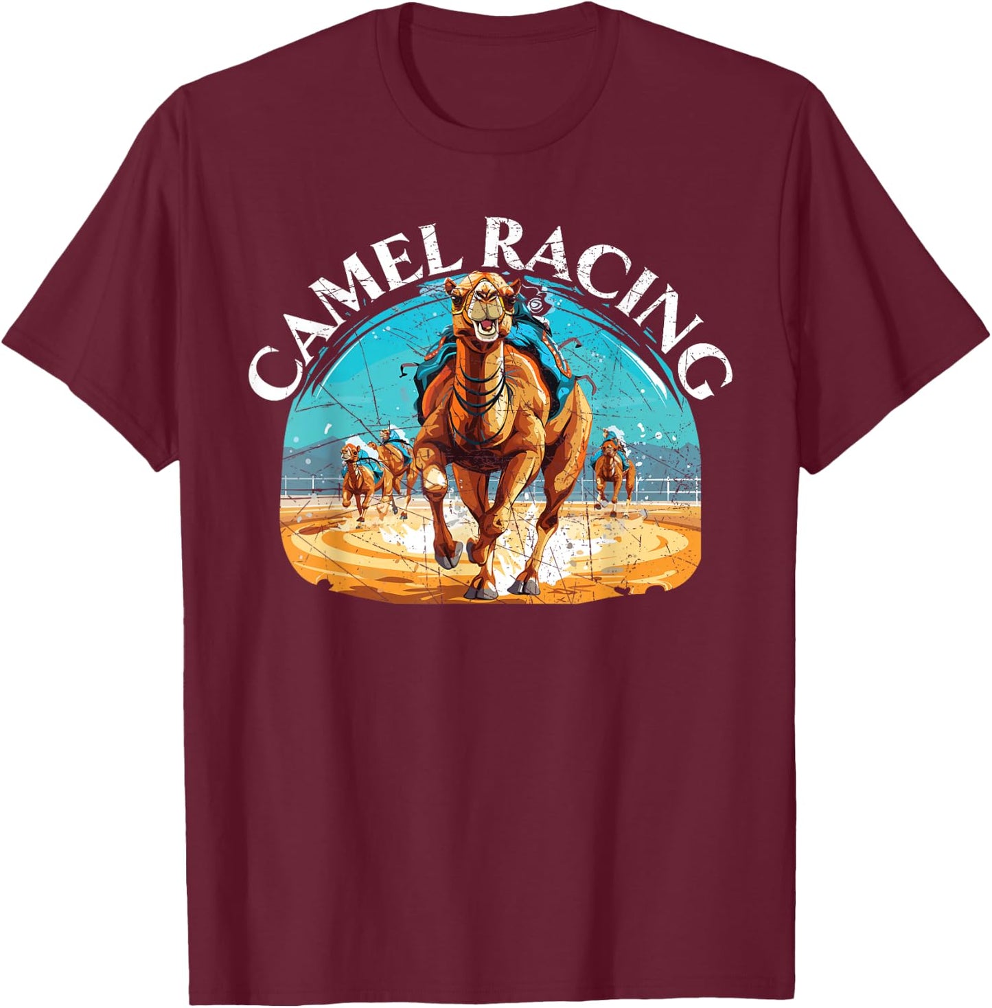 Camel Racing Animal Race Hump Camel Riding Desert Sport T-Shirt - T-Shirt | Maroon
