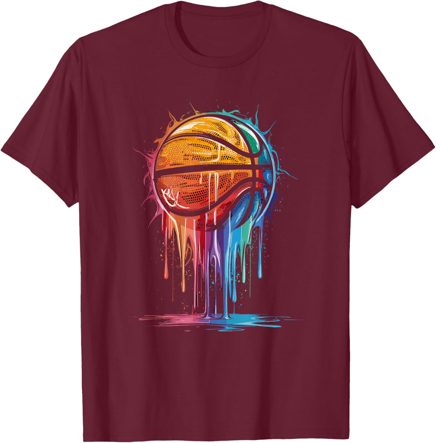 Colorful Basketball Player Basket Basket , Black, S T-Shirt - T-Shirt | Maroon