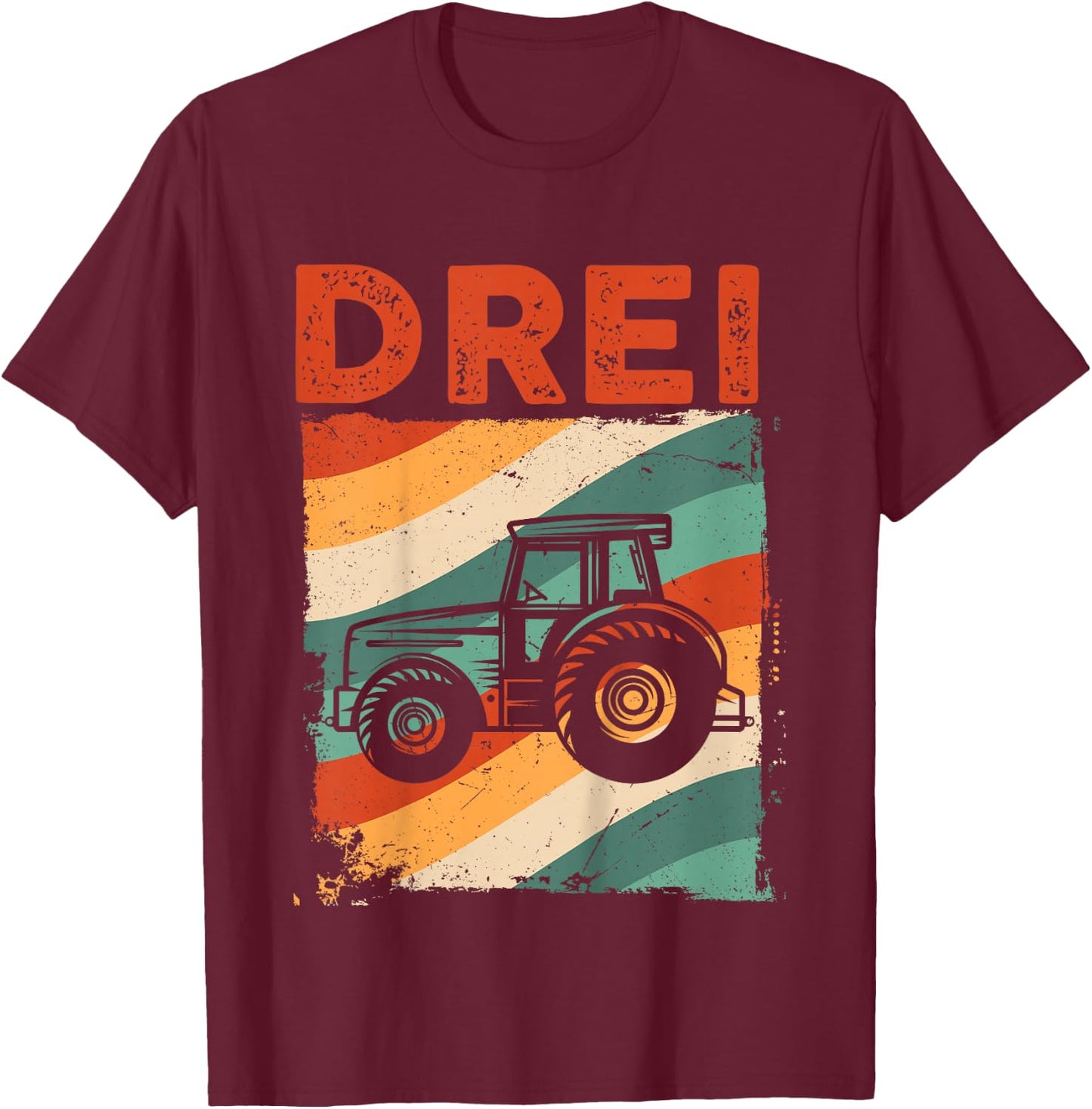 3. Geburtstag Retro Traktor Junge Trecker Bauer Kinder T-Shirt - T-Shirt | Maroon