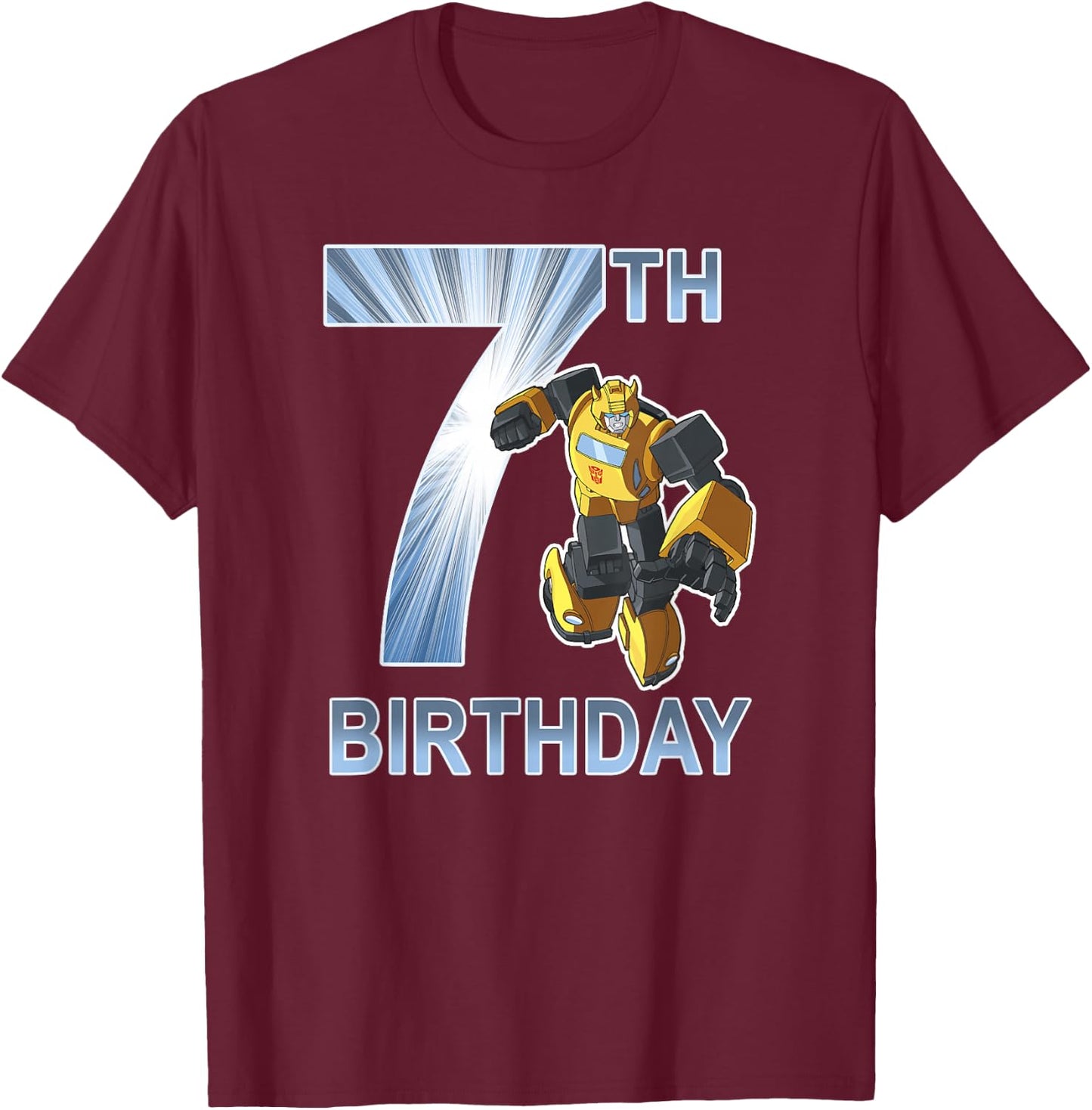 Transformers Bumblebee 7th Birthday Light Shine Fill Poster - Transformers - Kinder - - Kurzarm - - Schwarz - S T-Shirt - T-Shirt | Maroon
