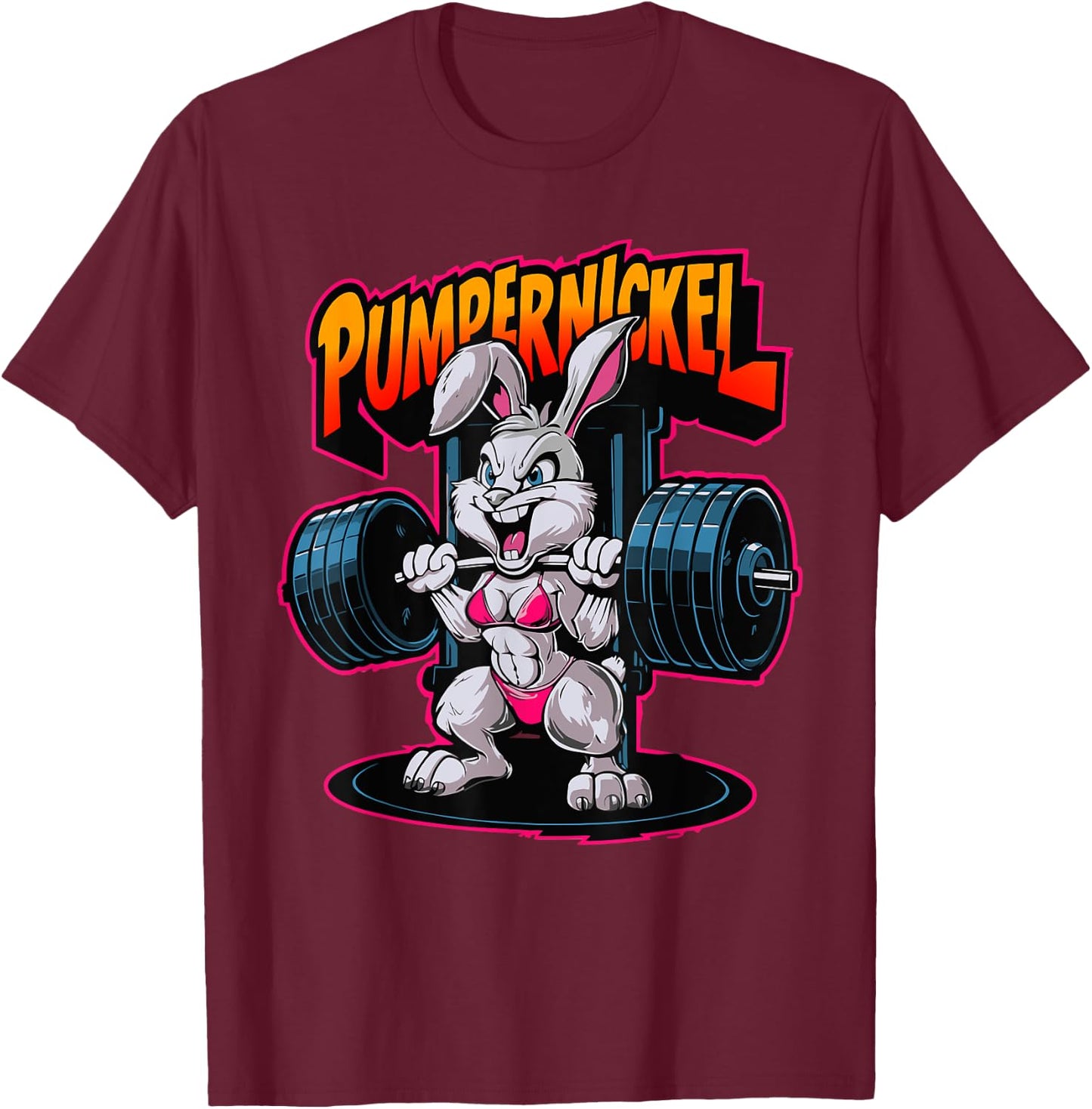 Gym Workout Sport Rabbit Pumpenickel , black T-Shirt - T-Shirt | Maroon