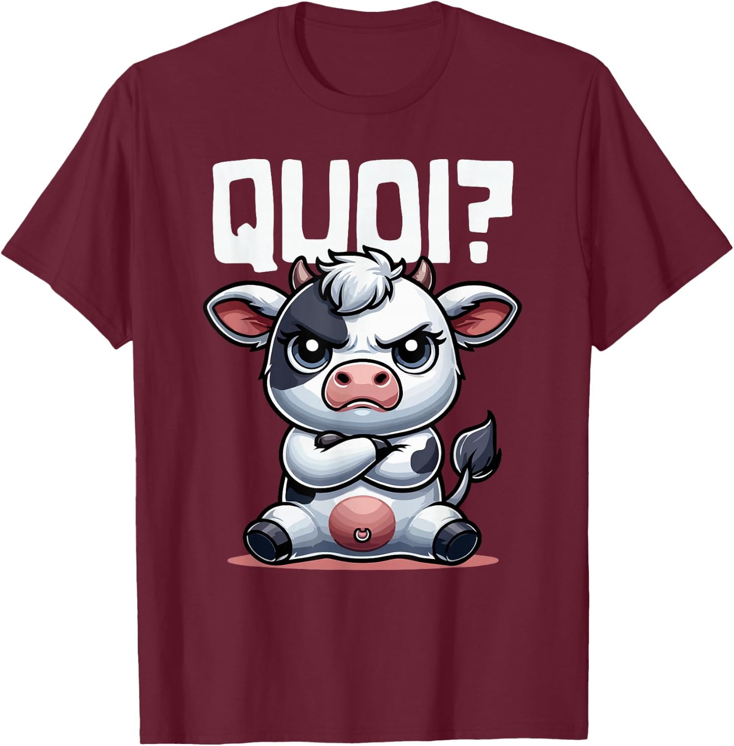 Funny Cow Woman Girl Boy Quoi Idea Cow Pattern , Black, S T-Shirt - T-Shirt | Maroon