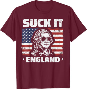 Washington Suck It England US Flag 4th of July Men Women T-Shirt - T-Shirt | Maroon