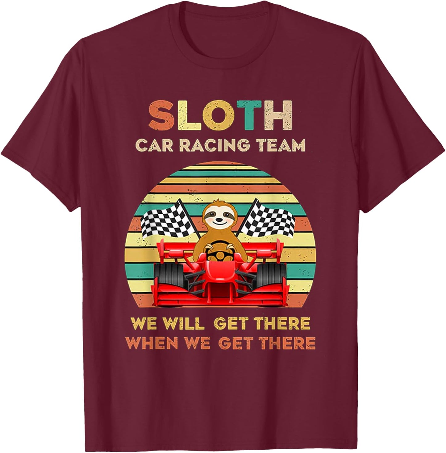Sloth Racing Team T-Shirt - T-Shirt | Maroon