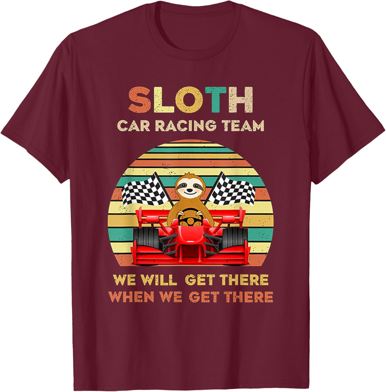 Sloth Racing Team T-Shirt - T-Shirt | Maroon