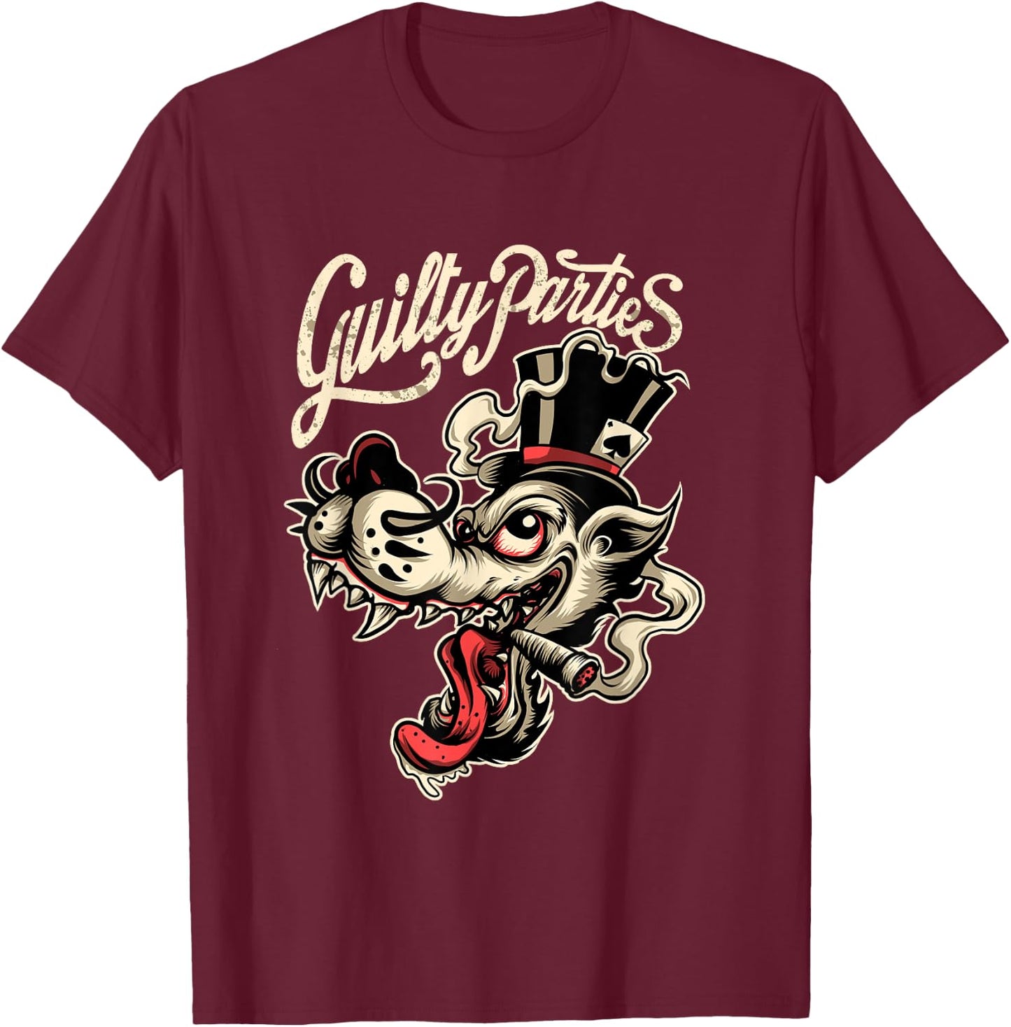 Rockabilly Greaser Wolf Man T-Shirt - T-Shirt | Maroon