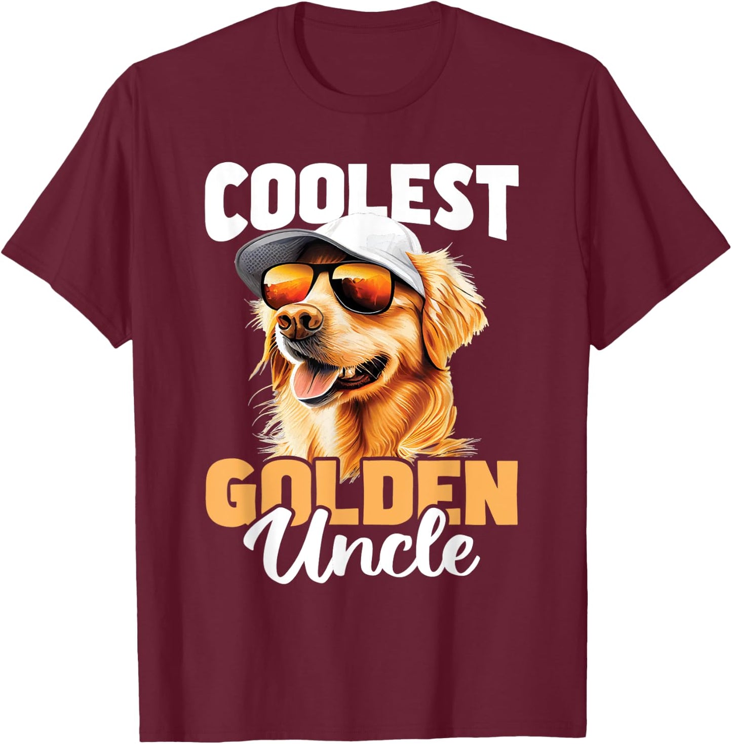 Coolest Golden Uncle - Dog Lover Pet Trainer Canine Men Women Girls Kids T-Shirt - T-Shirt | Maroon