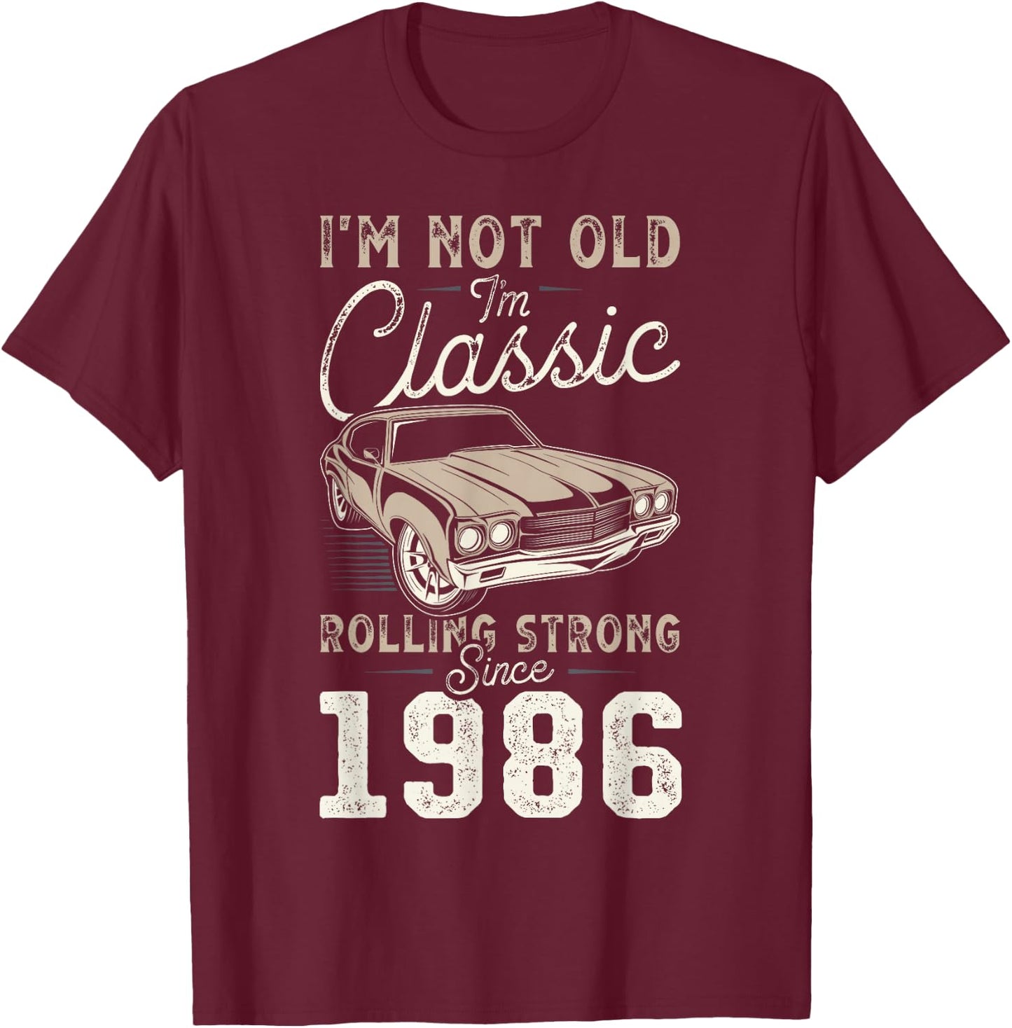 Voiture classique née en 1986 40e anniversaire T-Shirt - T-Shirt | Maroon