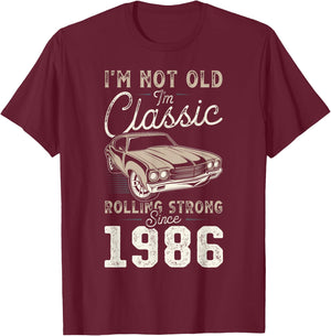 Voiture classique née en 1986 40e anniversaire T-Shirt - T-Shirt | Maroon