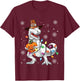 Kids Halloween Thanksgiving Christmas Hallothanksmas Dinosaur T-Shirt - T-Shirt | Maroon