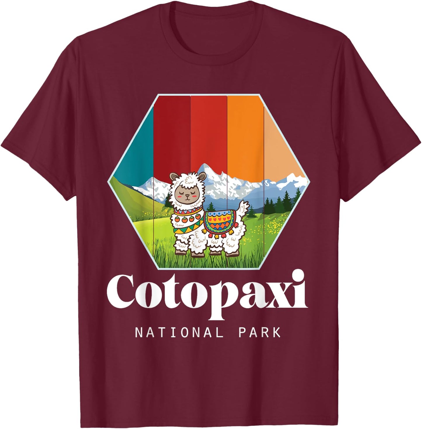 Llama National Park Hike Cotopaxi Ecuador Souvenir T-Shirt - T-Shirt | Maroon