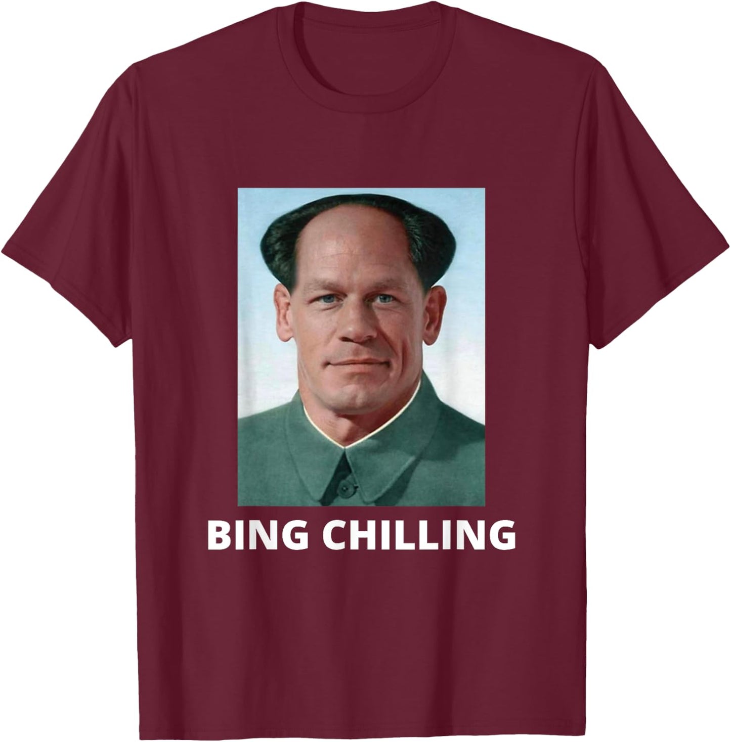 Bing Shi Ling Bing Chilling John Xina Ice Cream Chinese Meme T-Shirt - T-Shirt | Maroon