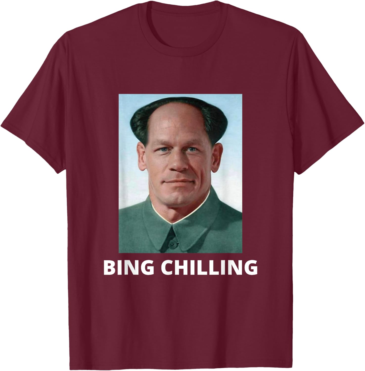 Bing Shi Ling Bing Chilling John Xina Ice Cream Chinese Meme T-Shirt - T-Shirt | Maroon