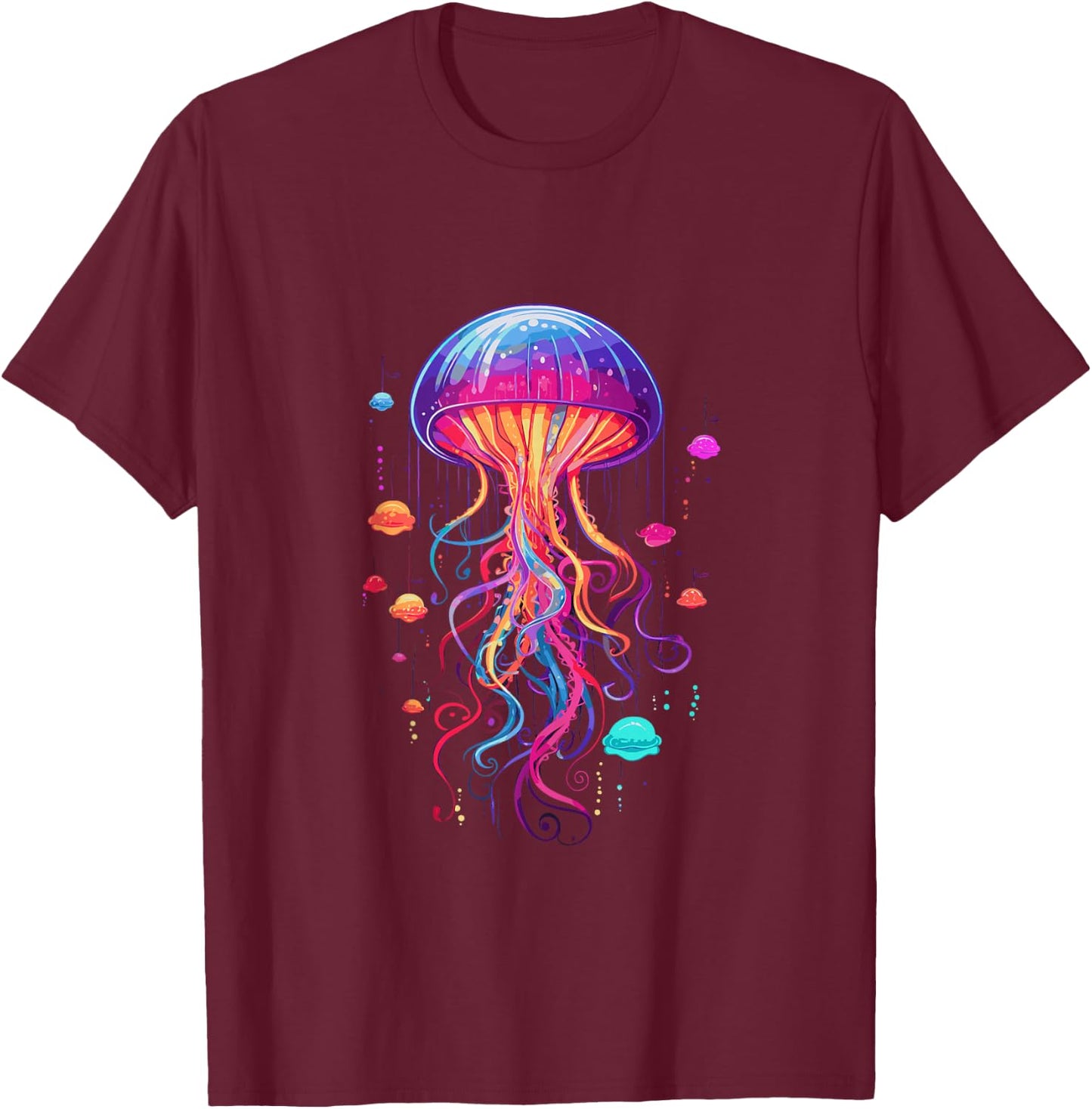 Jellyfish Ocean Animal Scuba Diving Rainbow Jelly Fish T-Shirt - T-Shirt | Maroon