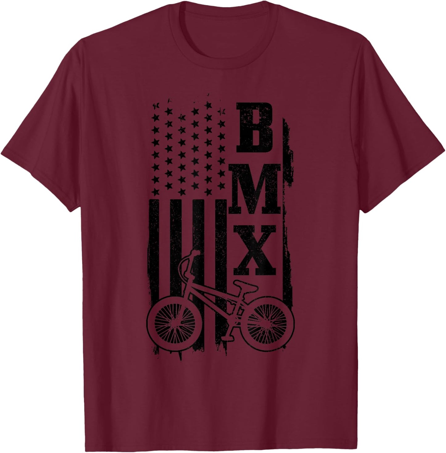 BMX American Flag Patriotic Bike T-Shirt - T-Shirt | Maroon