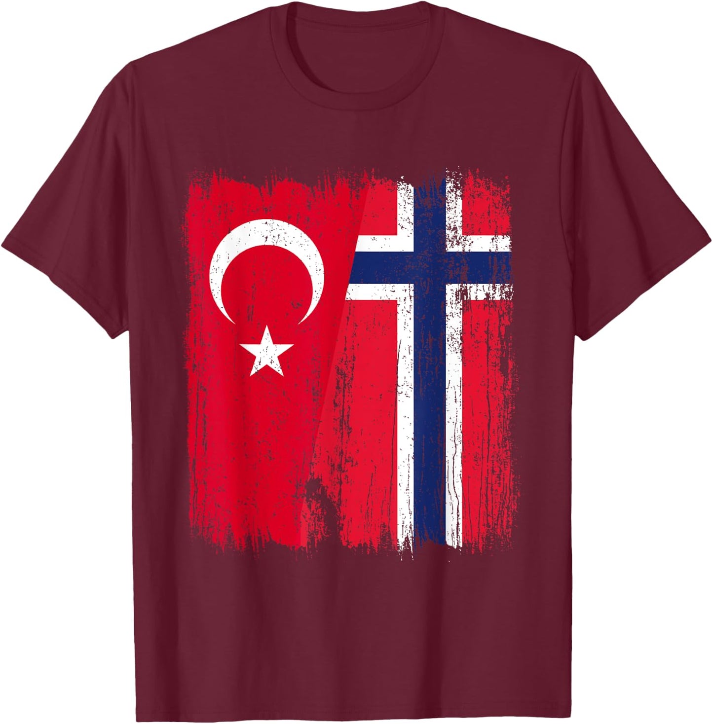 Turkey Norway Half Flag Turkish Norwegian Ancestry T-Shirt - T-Shirt | Maroon