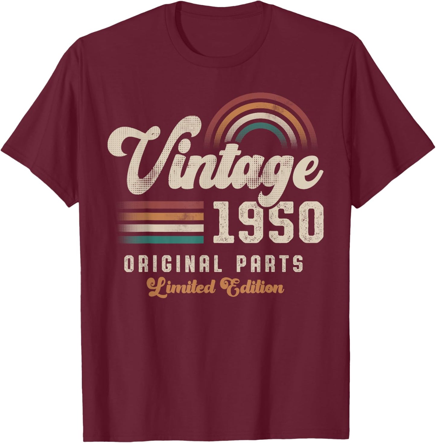 Vintage 1950 Birthday Birth Year 75 Retro T-Shirt - T-Shirt | Maroon