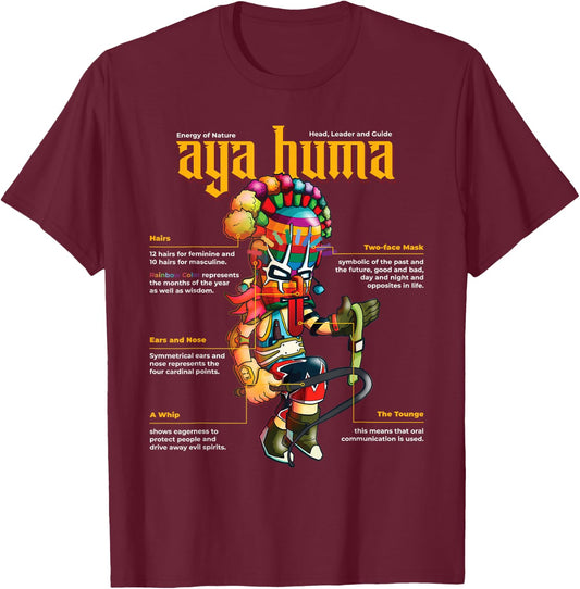 Festival Mask Spirit Head Aya Huma Energy of Nature Diablo T-Shirt - T-Shirt | Maroon