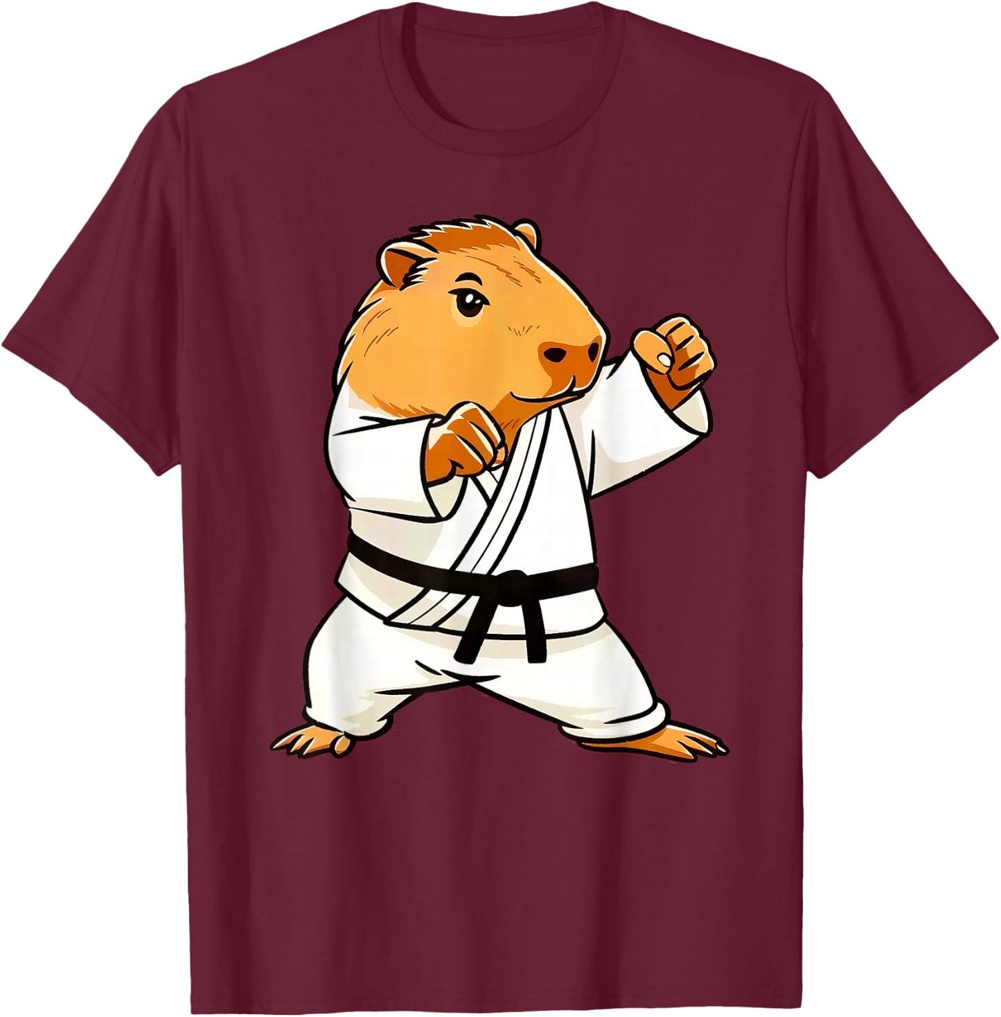 Karate Capybara Funny Martial Arts MMA Men Teen Boys Kids T-Shirt - T-Shirt | Maroon