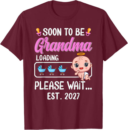Soon to Be Grandma EST. 2027 2027 Funny Mommy & Mom T-Shirt - T-Shirt | Maroon
