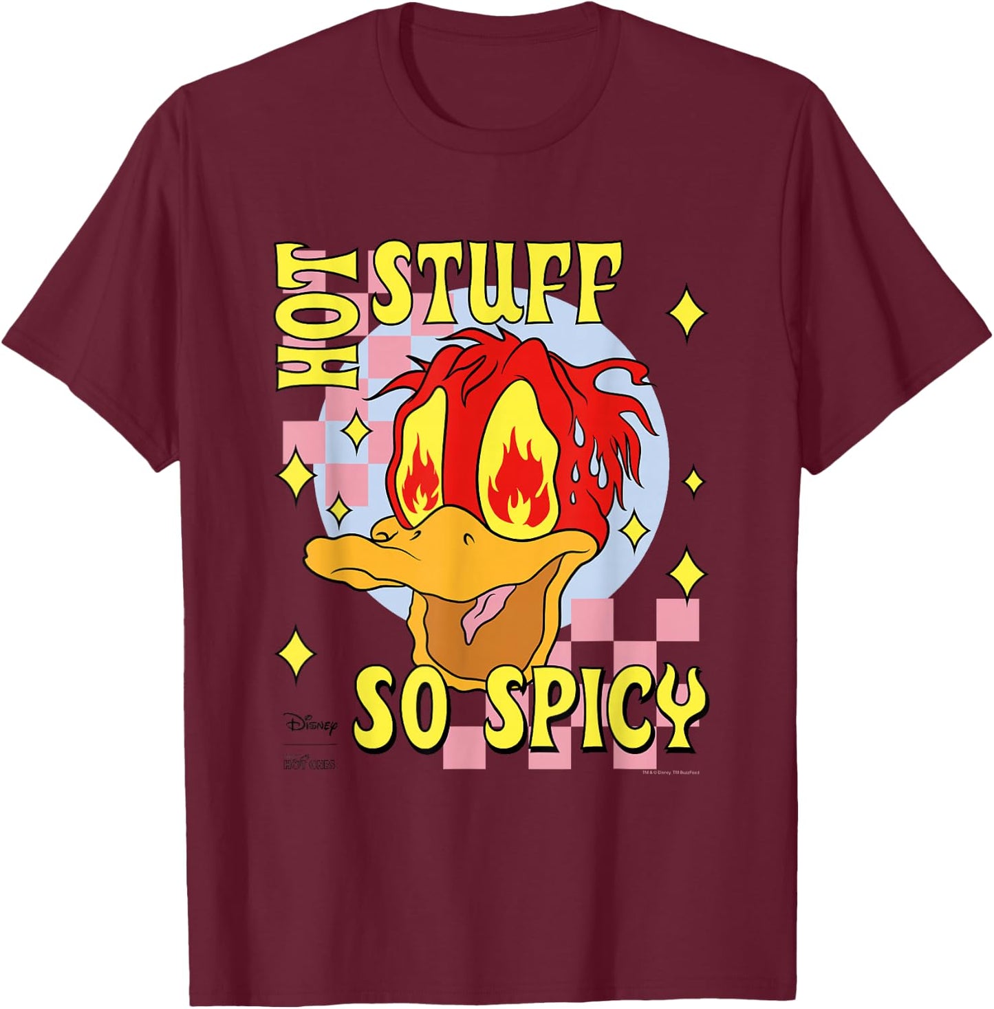 Disney Hot Ones Donald Duck Hot Stuff So Spicy Melting Face T-Shirt - T-Shirt | Maroon