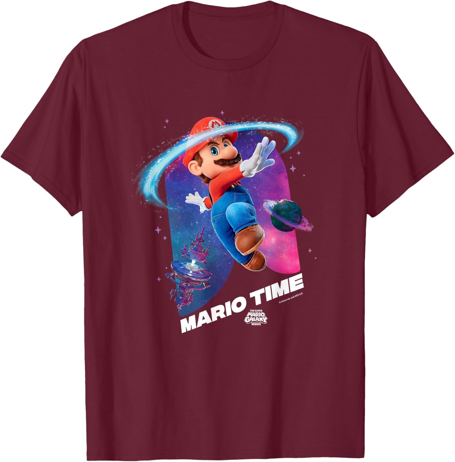 The Super Mario Galaxy Movie Mario Time T-Shirt - T-Shirt | Maroon