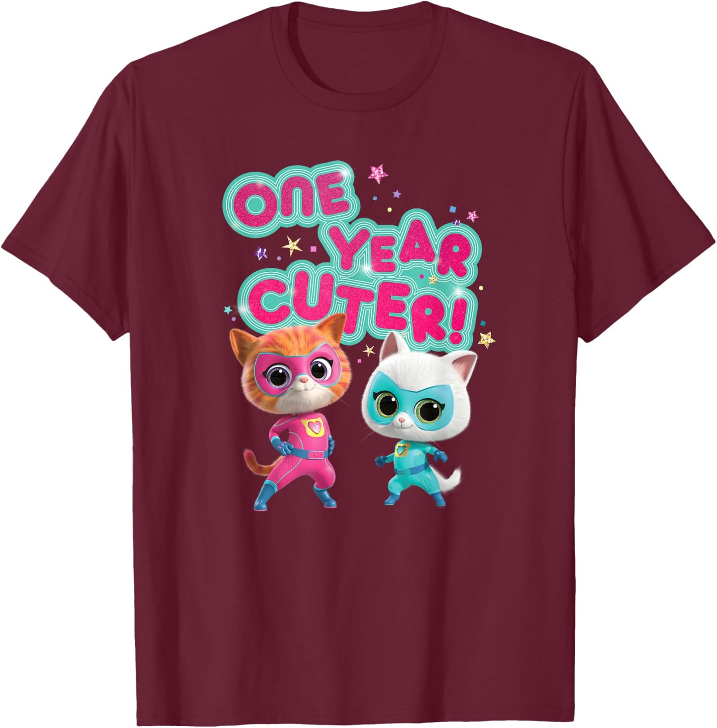 Disney Junior SuperKitties Birthday Kitties One Year Cuter T-Shirt - T-Shirt | Maroon