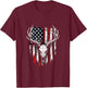 American Flag Vintage Deer Hunting Camouflage Deer Skull T-Shirt - T-Shirt | Maroon