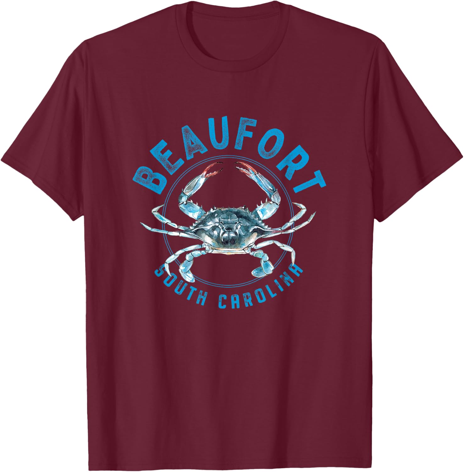 Beaufort South Carolina Blue Crab Design T-Shirt - T-Shirt | Maroon