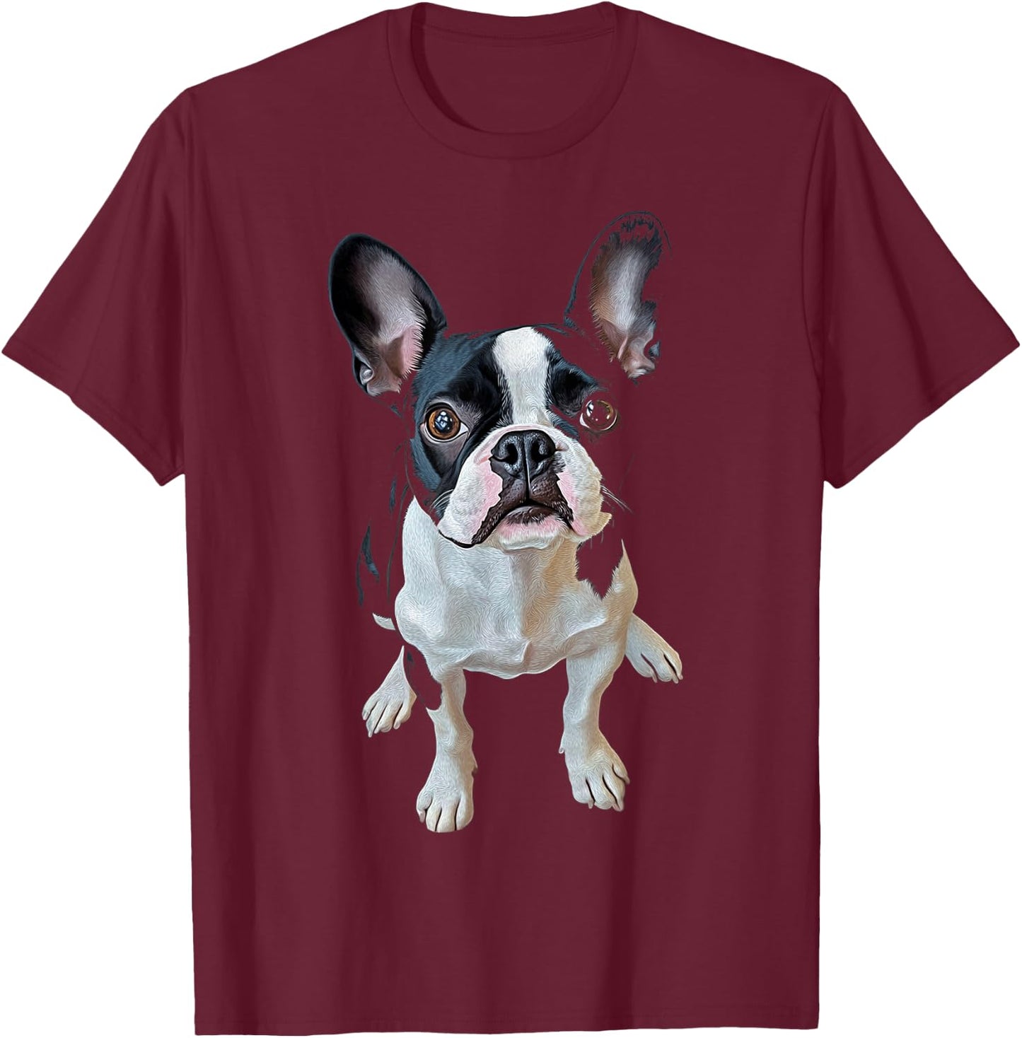 Boston Terrier Dog Motif Pet Art Boston Terrier Men Women Kids T-Shirt - T-Shirt | Maroon
