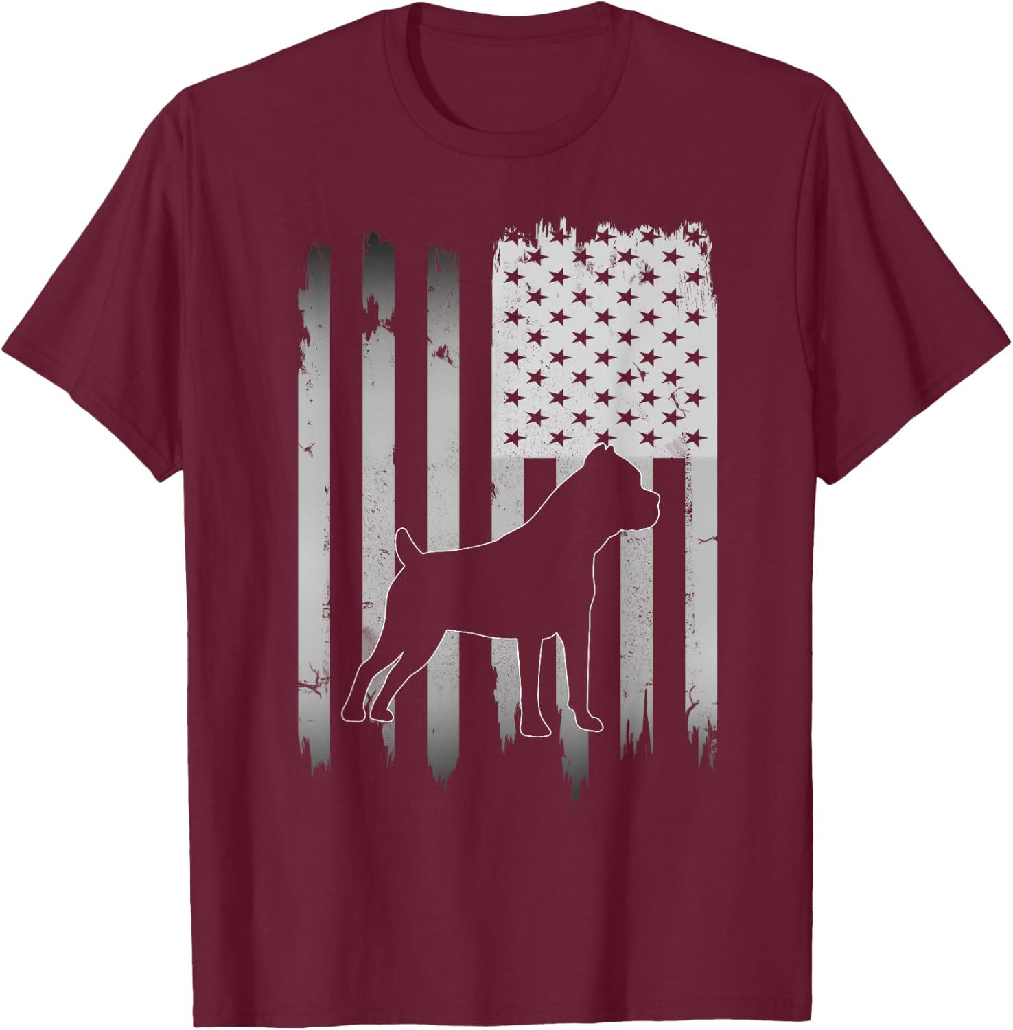 Cane Corso Dog USA American Flag 4th of July T-Shirt - T-Shirt | Maroon