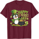 Happy St Patrick's Day Penguin with Pot of Gold T-Shirt - T-Shirt | Maroon