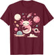Cute Axolotl in Space Kawaii Axolotl Moon T-Shirt - T-Shirt | Maroon