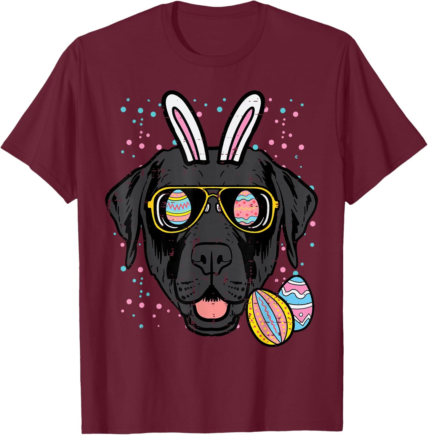 Easter Bunny Black Labrador Face Dog Lover Men Women Kids T-Shirt - T-Shirt | Maroon