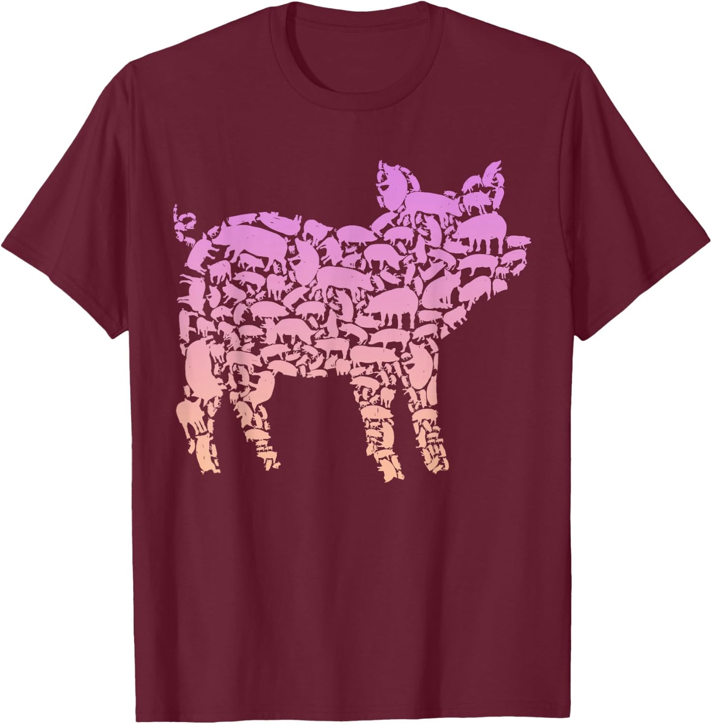 Silhouette Pigs Design for Pig Lover | Girls Pig T-Shirt - T-Shirt | Maroon