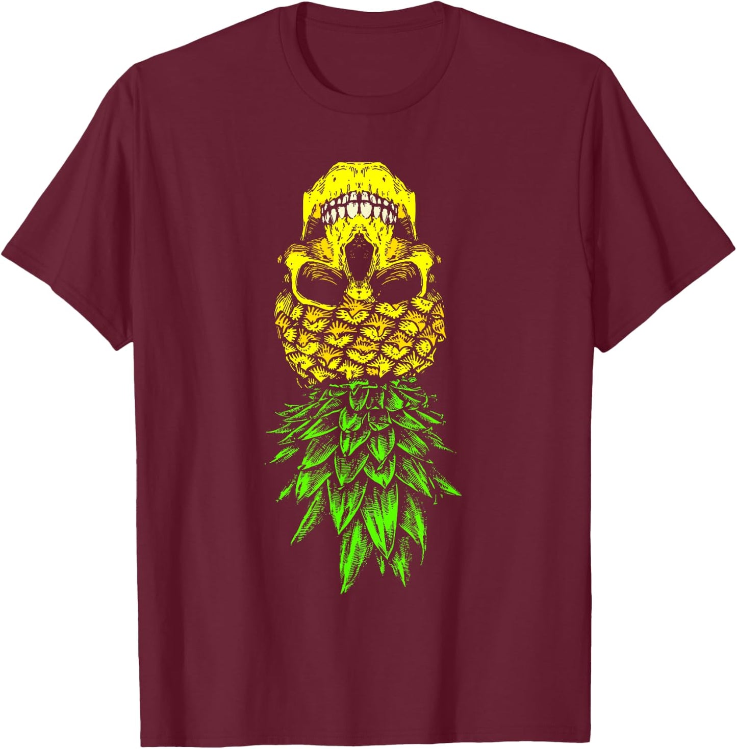 Retro Upside Down Pineapple Skull Swingers Adult Party T-Shirt - T-Shirt | Maroon