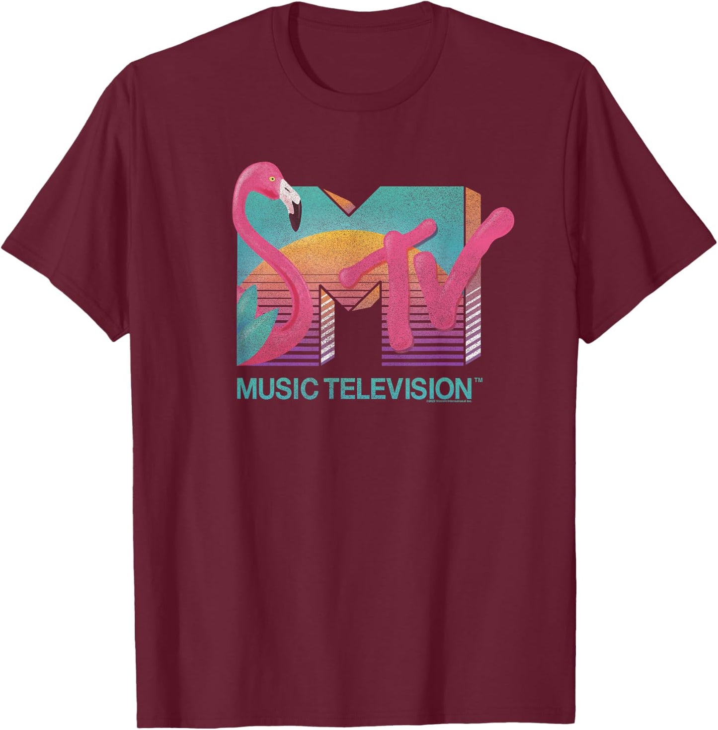 MTV Flamingo Sunset , black T-Shirt - T-Shirt | Maroon