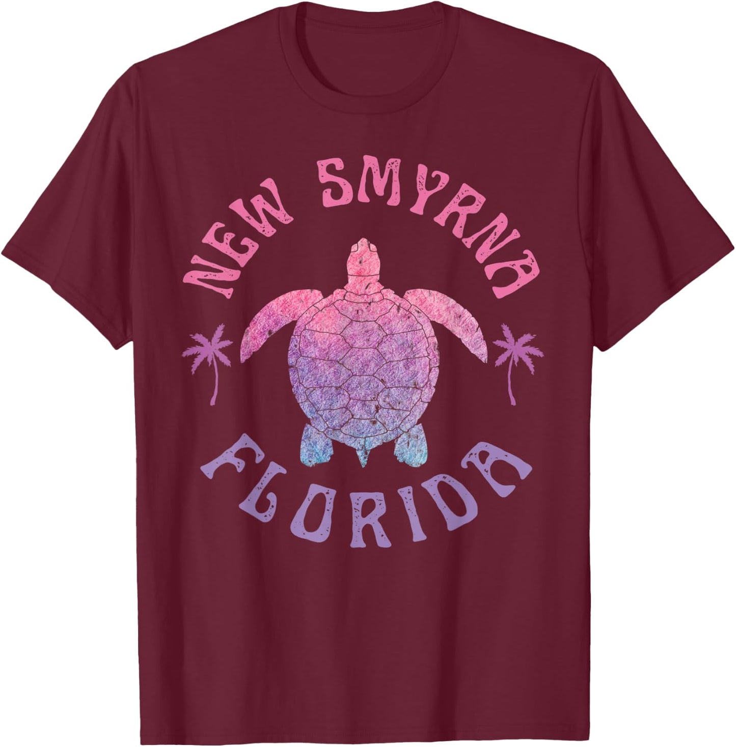 New Smyrna Beach Florida Sea Turtle Summer Vacation Vintage Men Women Kids T-Shirt - T-Shirt | Maroon